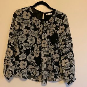 Black floral business casual top